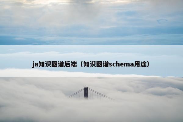 ja知识图谱后端（知识图谱schema用途）