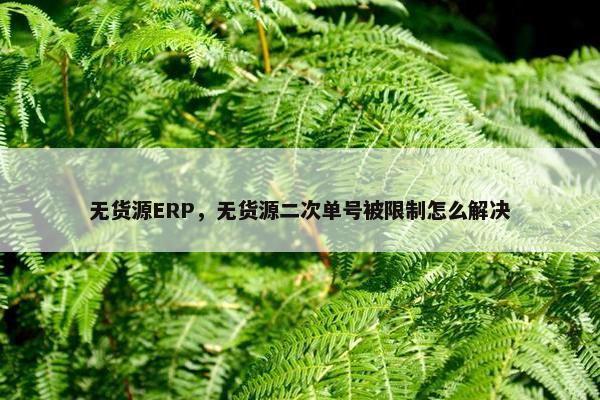 无货源ERP，无货源二次单号被限制怎么解决