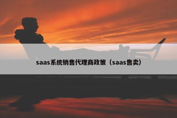 saas系统销售代理商政策（saas售卖）