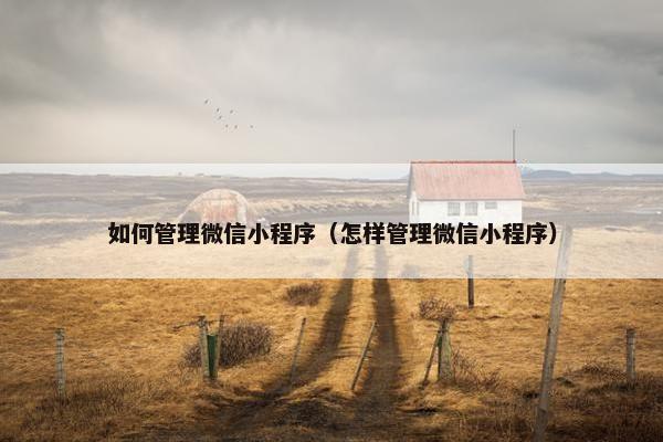如何管理微信小程序（怎样管理微信小程序）