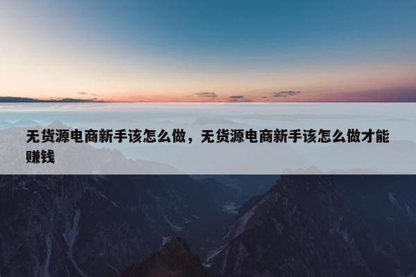 无货源电商新手该怎么做，无货源电商新手该怎么做才能赚钱