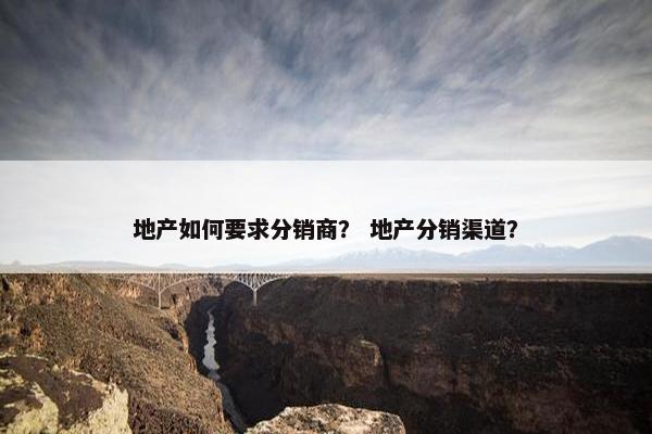 地产如何要求分销商？ 地产分销渠道？