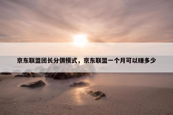 京东联盟团长分佣模式，京东联盟一个月可以赚多少