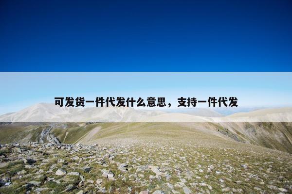 可发货一件代发什么意思，支持一件代发