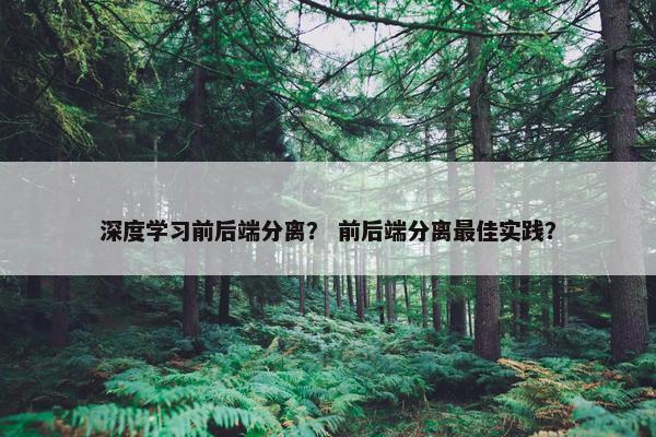 深度学习前后端分离？ 前后端分离最佳实践？