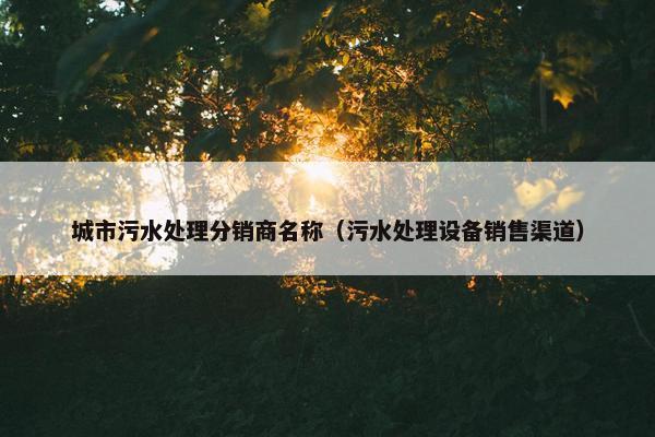 城市污水处理分销商名称（污水处理设备销售渠道）