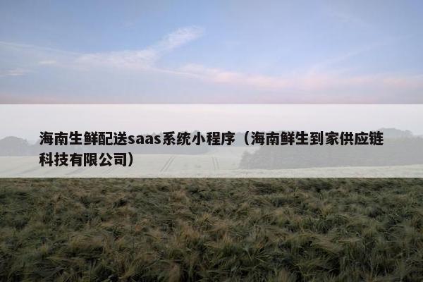 海南生鲜配送saas系统小程序（海南鲜生到家供应链科技有限公司）