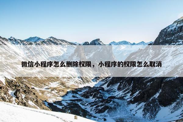 微信小程序怎么删除权限，小程序的权限怎么取消
