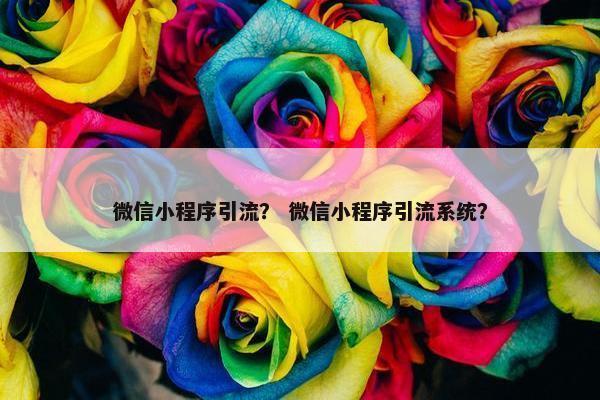 微信小程序引流？ 微信小程序引流系统？