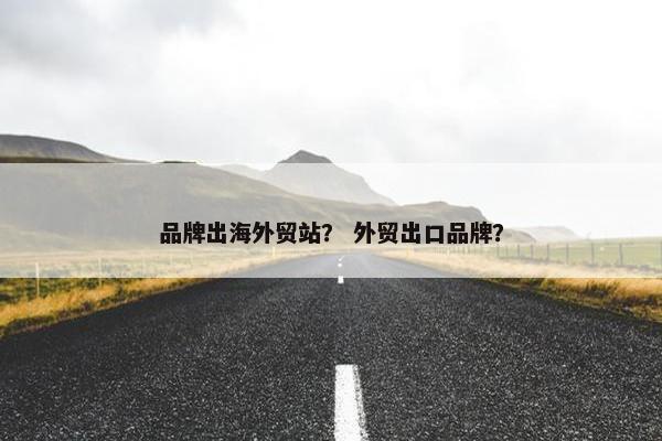 品牌出海外贸站？ 外贸出口品牌？