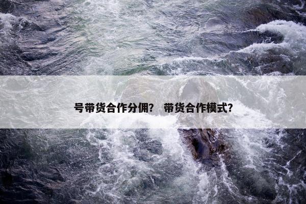 号带货合作分佣？ 带货合作模式？