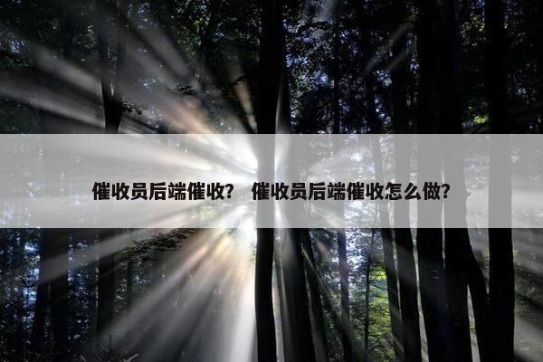 催收员后端催收？ 催收员后端催收怎么做？