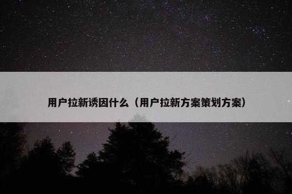用户拉新诱因什么（用户拉新方案策划方案）