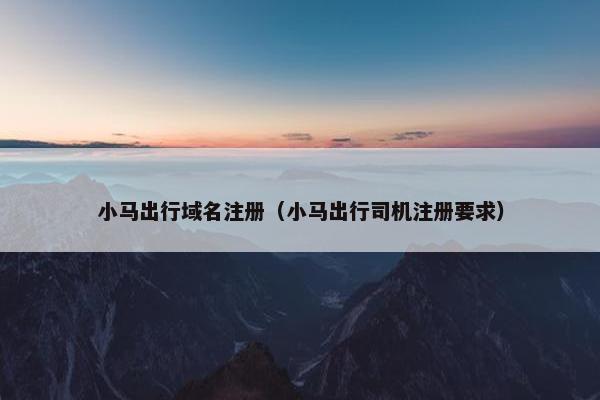 小马出行域名注册（小马出行司机注册要求）