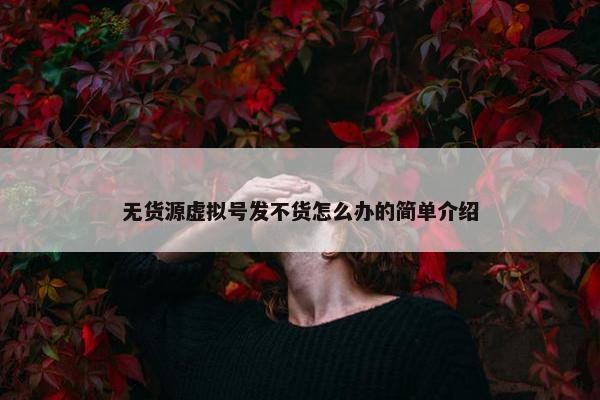 无货源虚拟号发不货怎么办的简单介绍