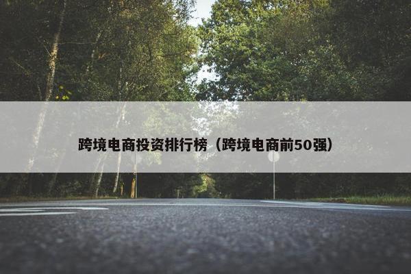 跨境电商投资排行榜（跨境电商前50强）