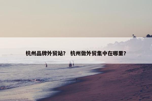 杭州品牌外贸站？ 杭州做外贸集中在哪里？