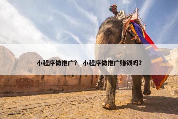 小程序做推广？ 小程序做推广赚钱吗？