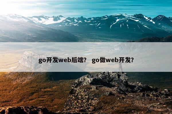 go开发web后端？ go做web开发？