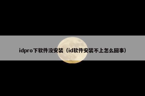 idpro下软件没安装（id软件安装不上怎么回事）