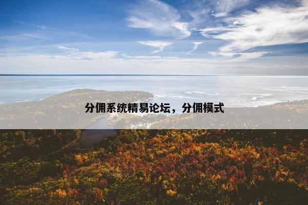 分佣系统精易论坛，分佣模式