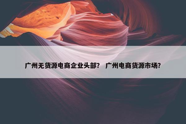 广州无货源电商企业头部？ 广州电商货源市场？