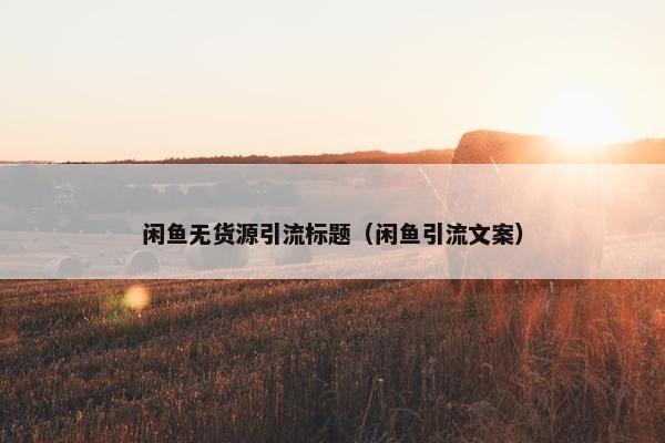 闲鱼无货源引流标题（闲鱼引流文案）