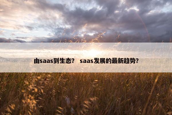 由saas到生态？ saas发展的最新趋势？
