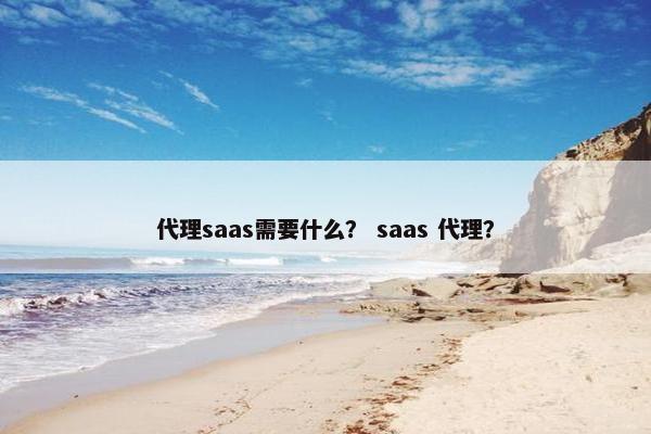 代理saas需要什么？ saas 代理？