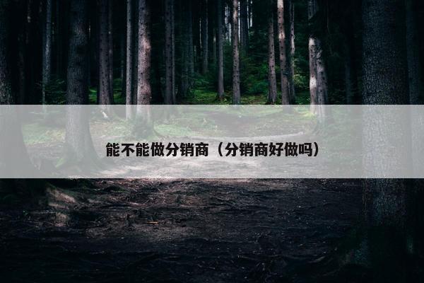 能不能做分销商（分销商好做吗）