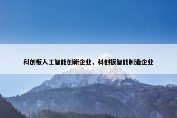 科创板人工智能创新企业，科创板智能制造企业