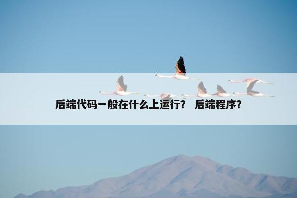 后端代码一般在什么上运行？ 后端程序？