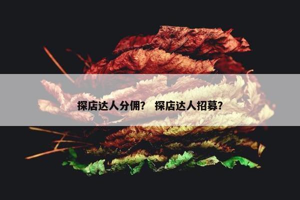探店达人分佣？ 探店达人招募？