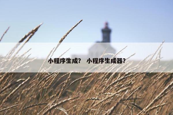 小程序生成？ 小程序生成器？