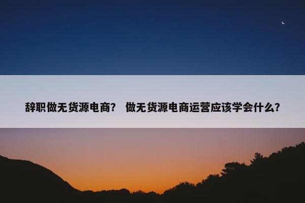 辞职做无货源电商？ 做无货源电商运营应该学会什么？