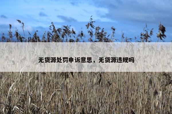无货源处罚申诉意思，无货源违规吗
