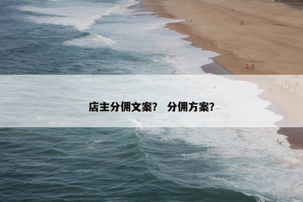 店主分佣文案？ 分佣方案？