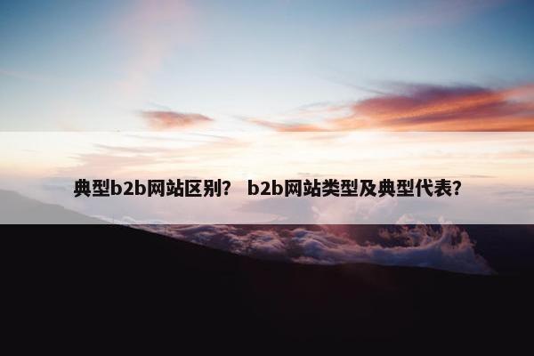 典型b2b网站区别？ b2b网站类型及典型代表？