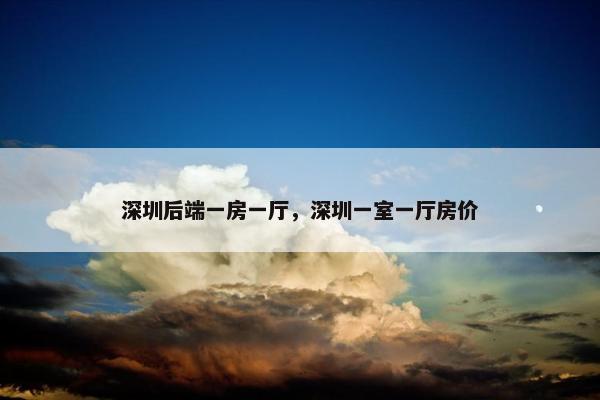深圳后端一房一厅，深圳一室一厅房价