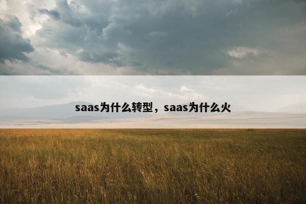 saas为什么转型，saas为什么火