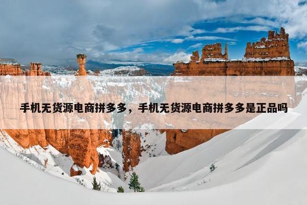 手机无货源电商拼多多，手机无货源电商拼多多是正品吗