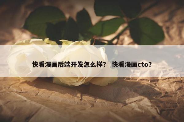 快看漫画后端开发怎么样？ 快看漫画cto？