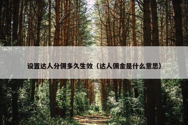 设置达人分佣多久生效（达人佣金是什么意思）
