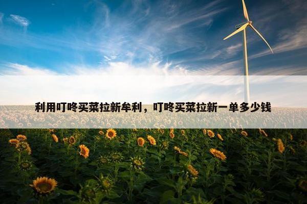 利用叮咚买菜拉新牟利，叮咚买菜拉新一单多少钱