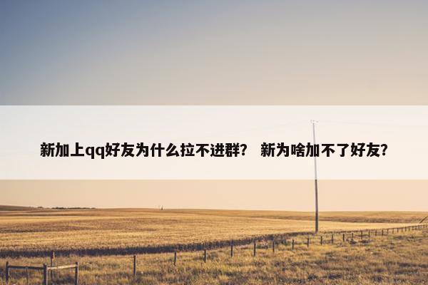新加上qq好友为什么拉不进群？ 新为啥加不了好友？