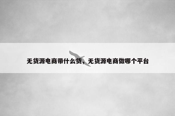 无货源电商带什么货，无货源电商做哪个平台