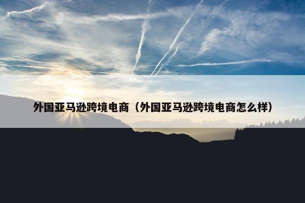 外国亚马逊跨境电商（外国亚马逊跨境电商怎么样）