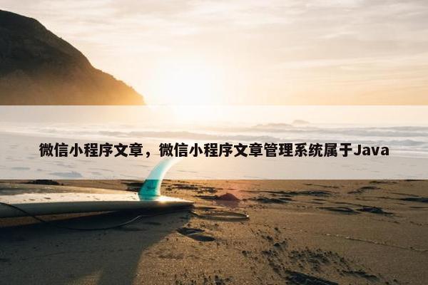 微信小程序文章，微信小程序文章管理系统属于Java