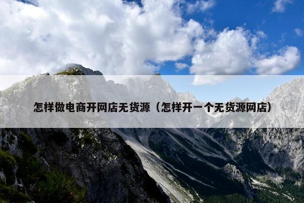 怎样做电商开网店无货源（怎样开一个无货源网店）