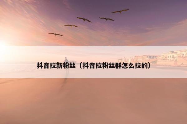 抖音拉新粉丝（抖音拉粉丝群怎么拉的）